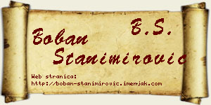 Boban Stanimirović vizit kartica